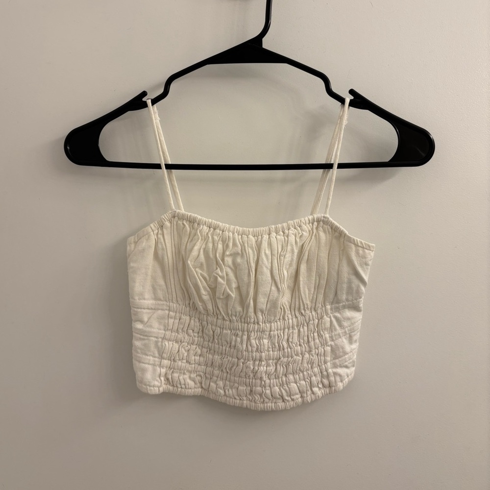 Abercrombie Cream Smocked Crop Camisole